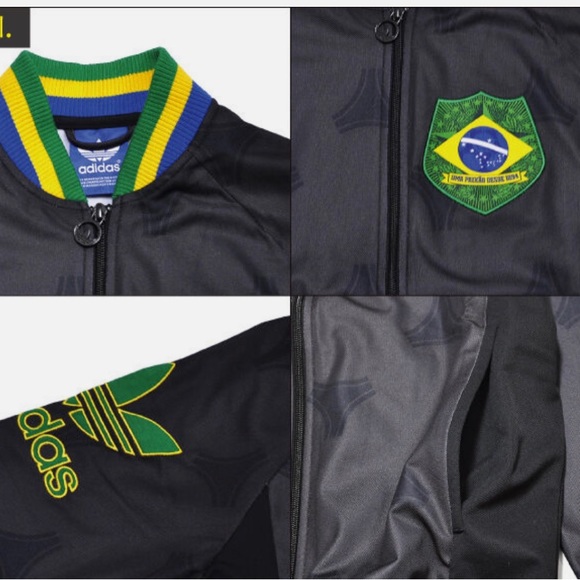 adidas Retro Brazil Brasil TT Track Top Soccer Jacket Black Men Large - Picture 4 of 5